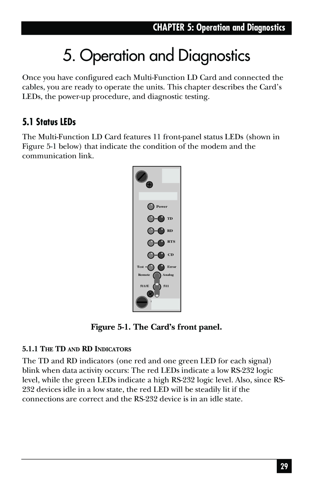 Black Box ME758C-RJ45, ME759C-RJ45, May-95, ME759C-RJ11, ME758C-RJ11 manual Operation and Diagnostics, Status LEDs 