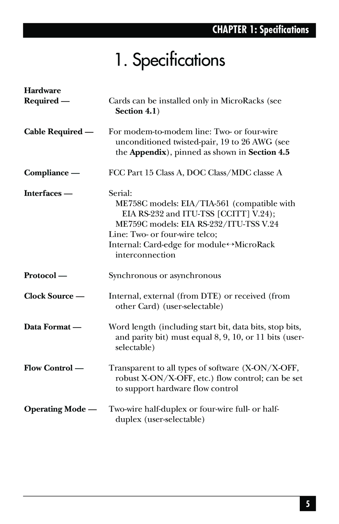 Black Box ME759C-RJ45, ME758C-RJ45, May-95, ME759C-RJ11, ME758C-RJ11 manual Specifications 