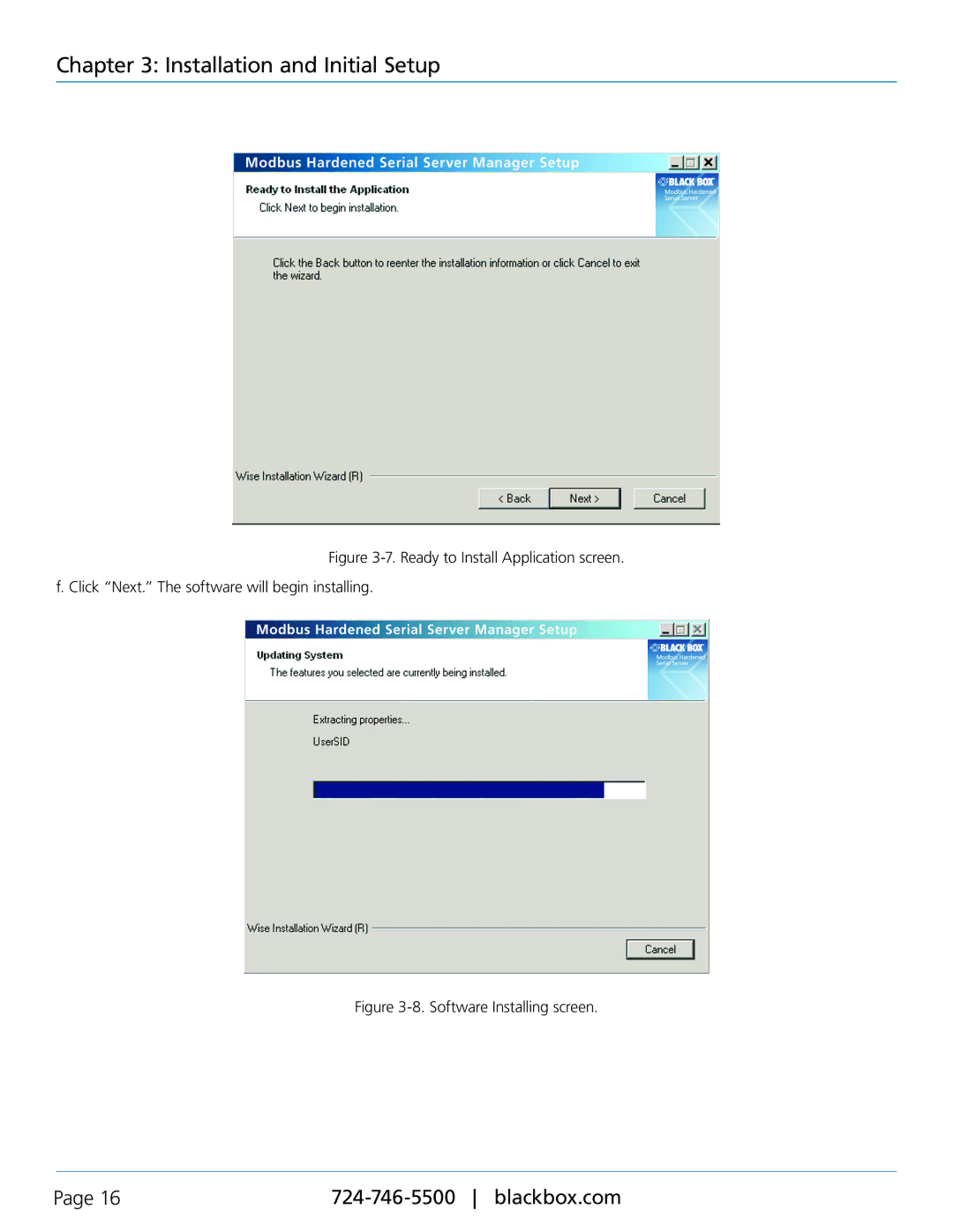 Black Box LES431A, Modbus Hardened Serial Server manual Software Installing screen 