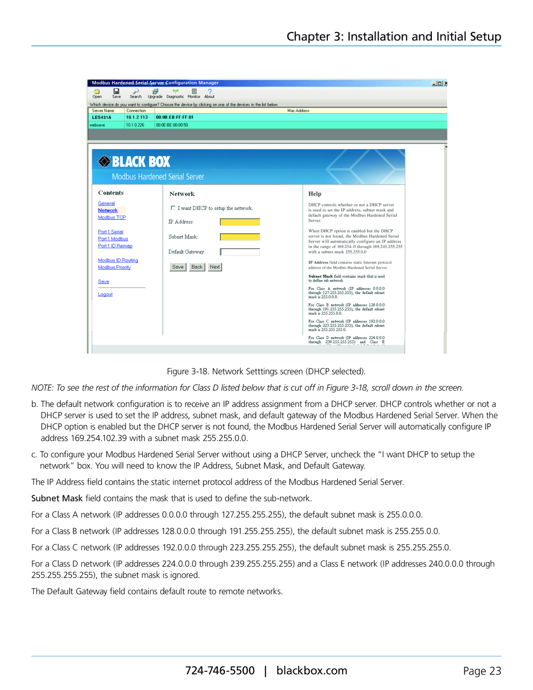 Black Box Modbus Hardened Serial Server, LES431A manual Installation and Initial Setup 