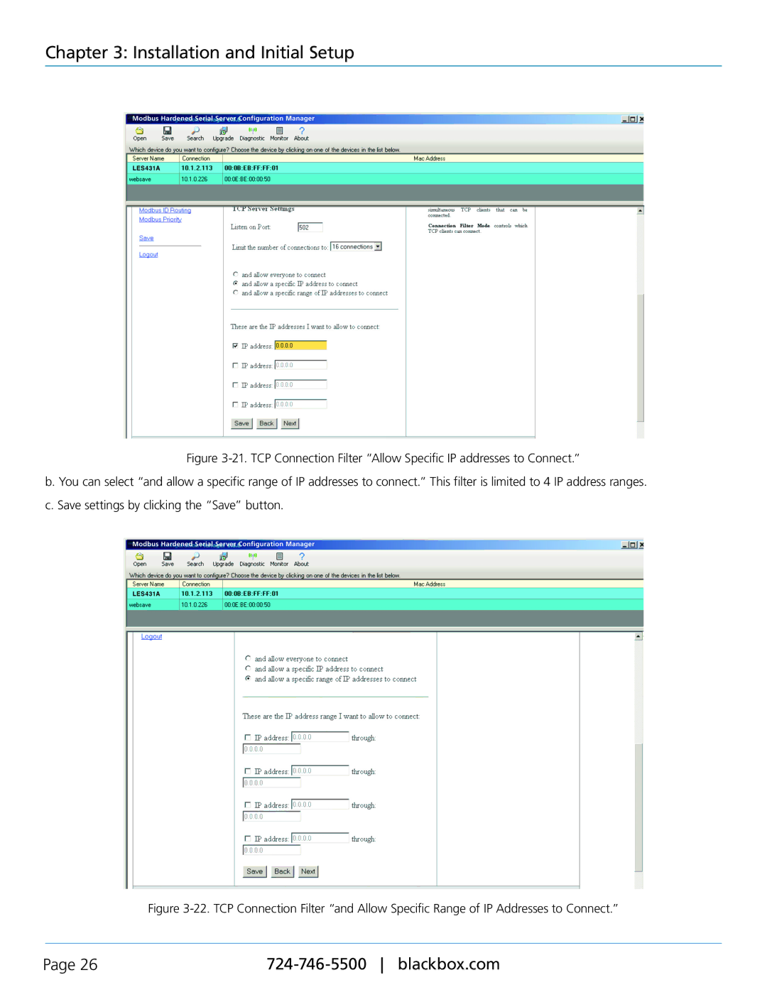 Black Box LES431A, Modbus Hardened Serial Server manual Installation and Initial Setup 