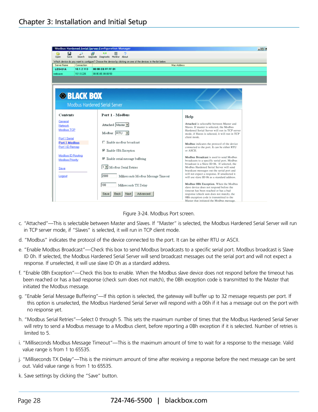 Black Box LES431A, Modbus Hardened Serial Server manual Installation and Initial Setup 