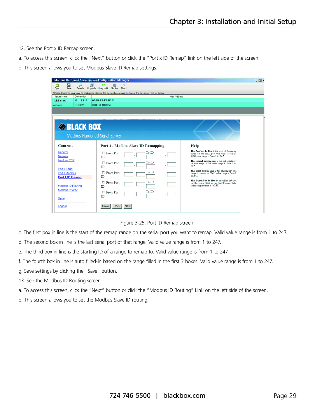 Black Box Modbus Hardened Serial Server, LES431A manual Installation and Initial Setup 