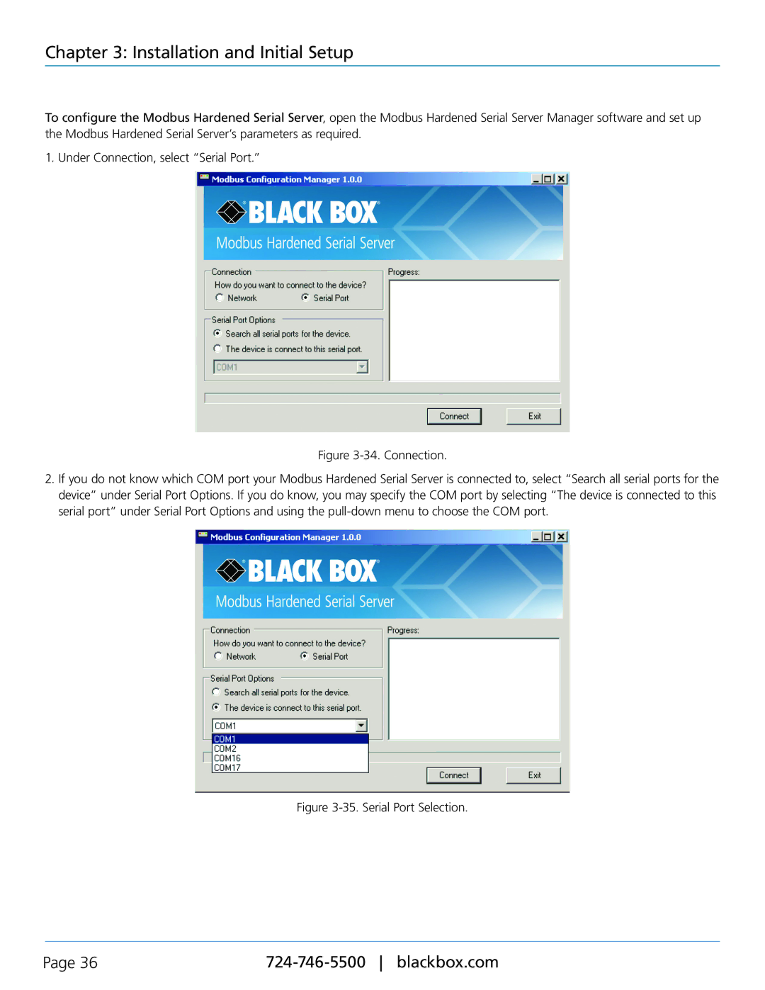 Black Box LES431A, Modbus Hardened Serial Server manual Serial Port Selection 