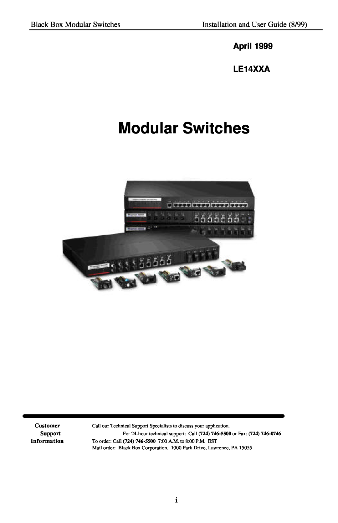 Black Box manual Modular Switches, April LE14XXA 