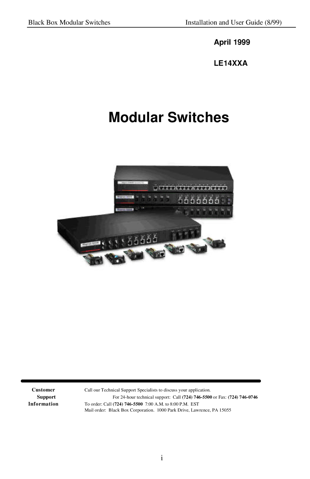 Black Box LE14XXA manual Modular Switches 