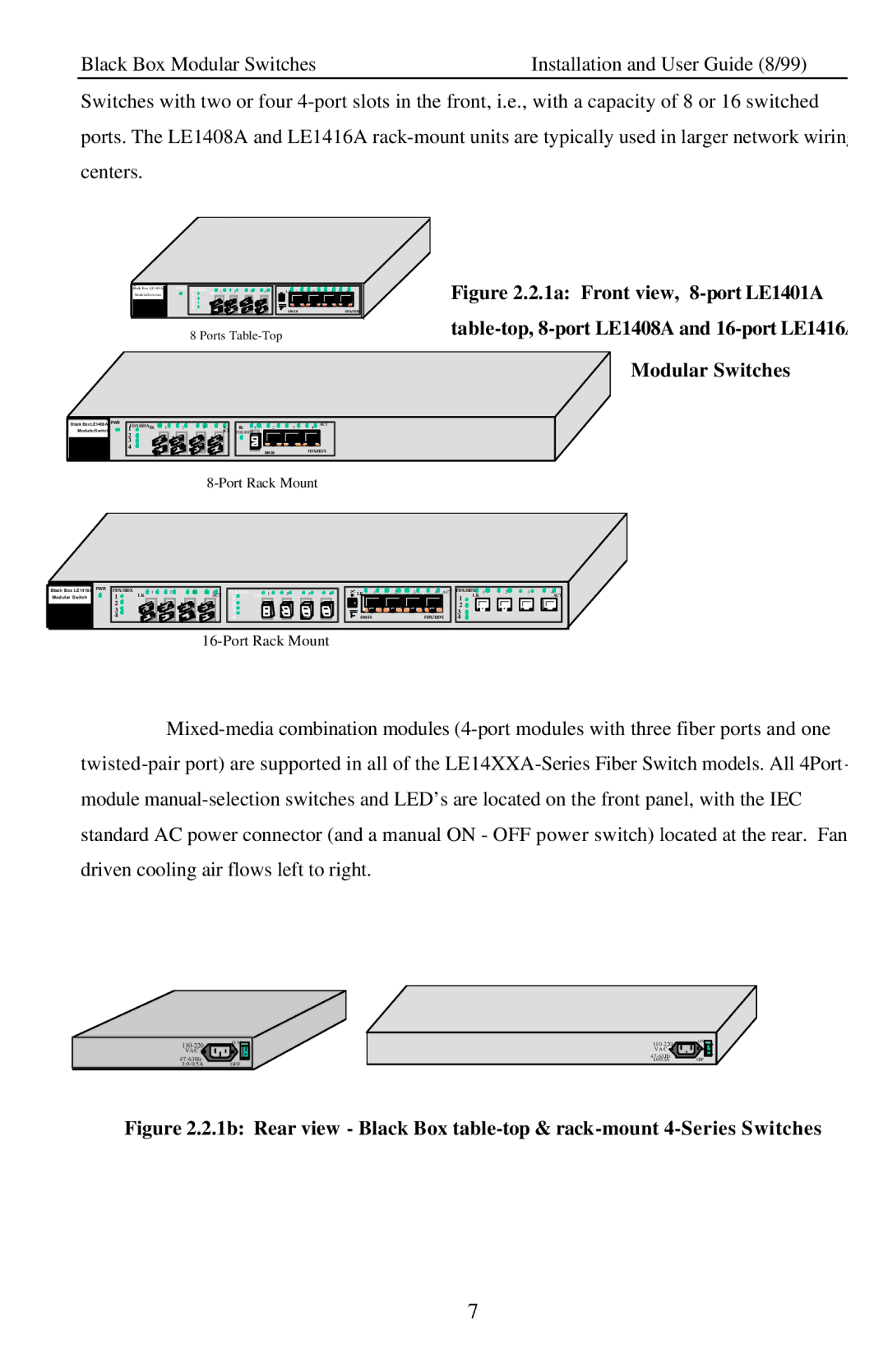 Black Box LE14XXA manual Modular Switches 