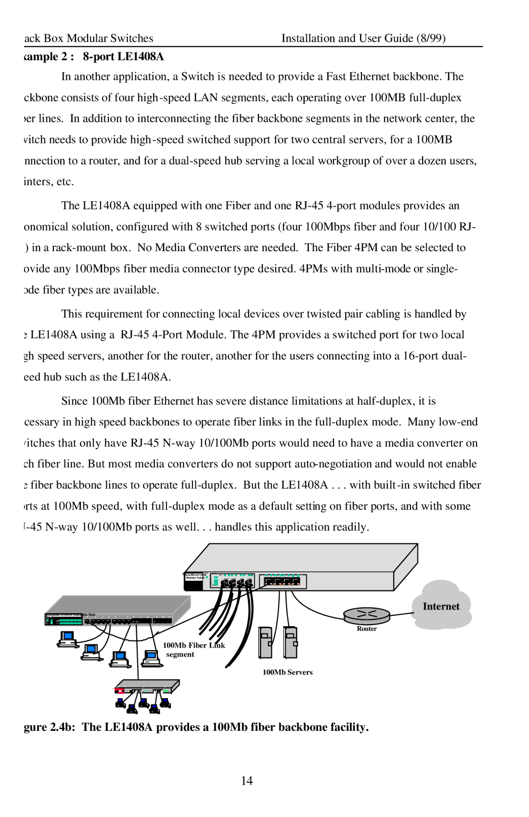 Black Box Modular Switches, LE14XXA manual Xample 2 8-port LE1408A 