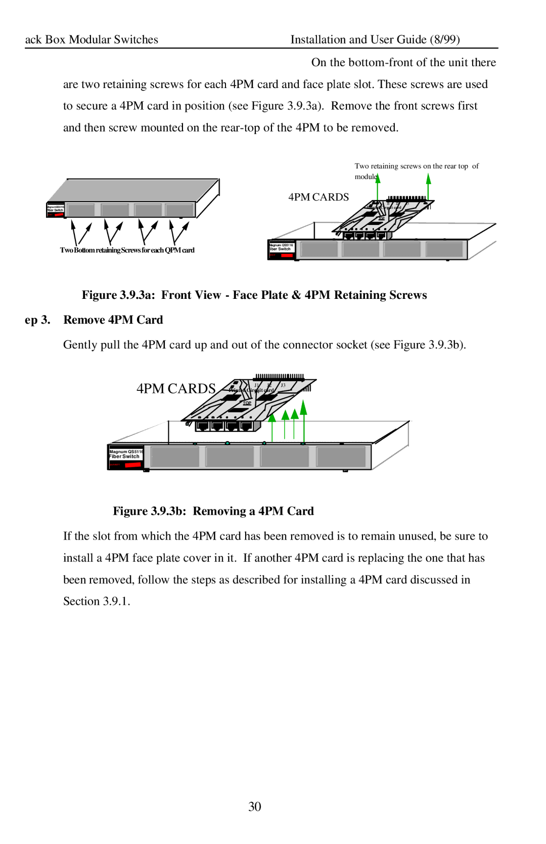 Black Box Modular Switches, LE14XXA manual 4PM Cards 