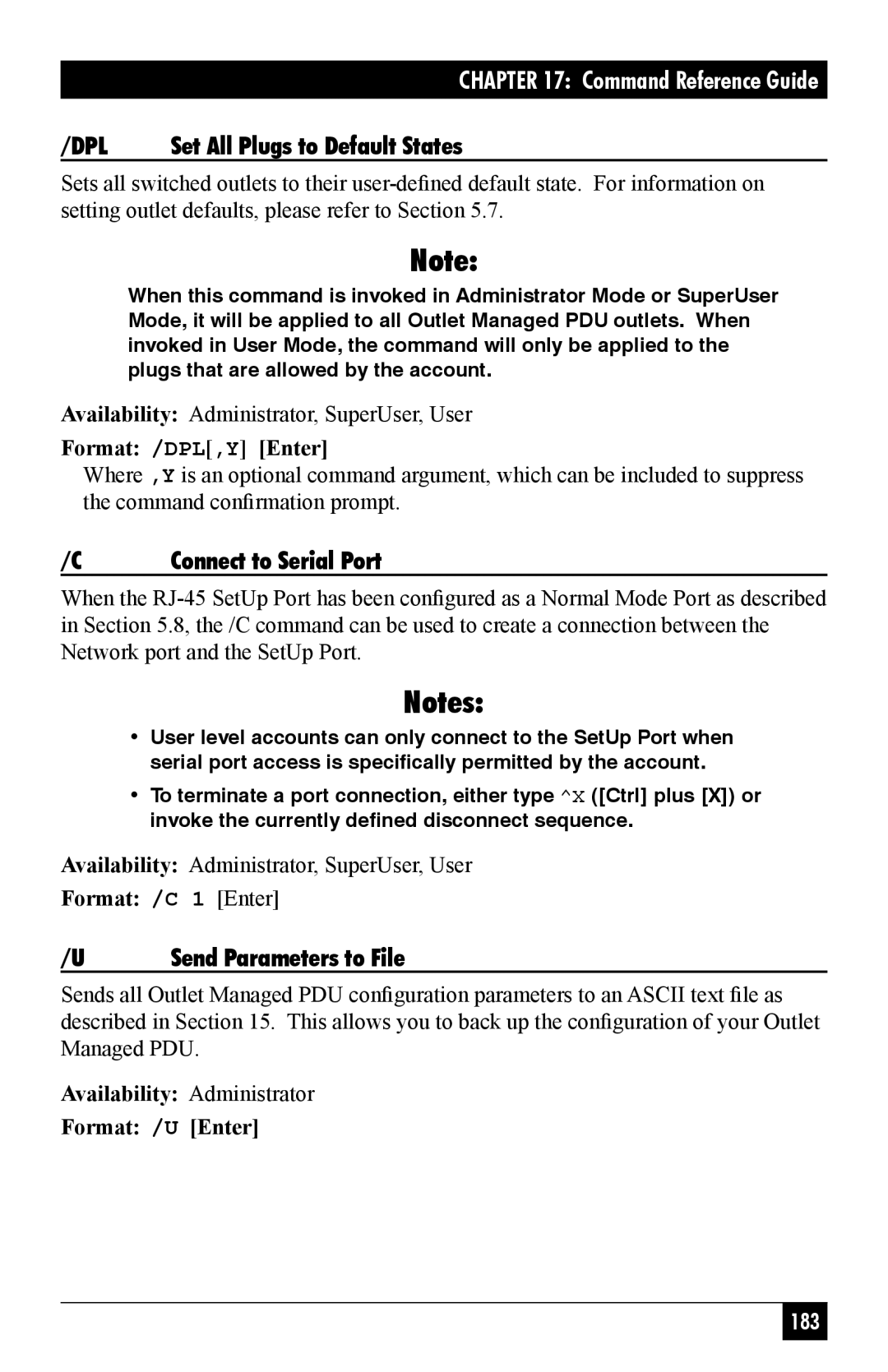 Black Box MPSH8-D20-208+V manual Format /DPL,Y Enter, Format /C 1 Enter, Availability Administrator Format /U Enter 