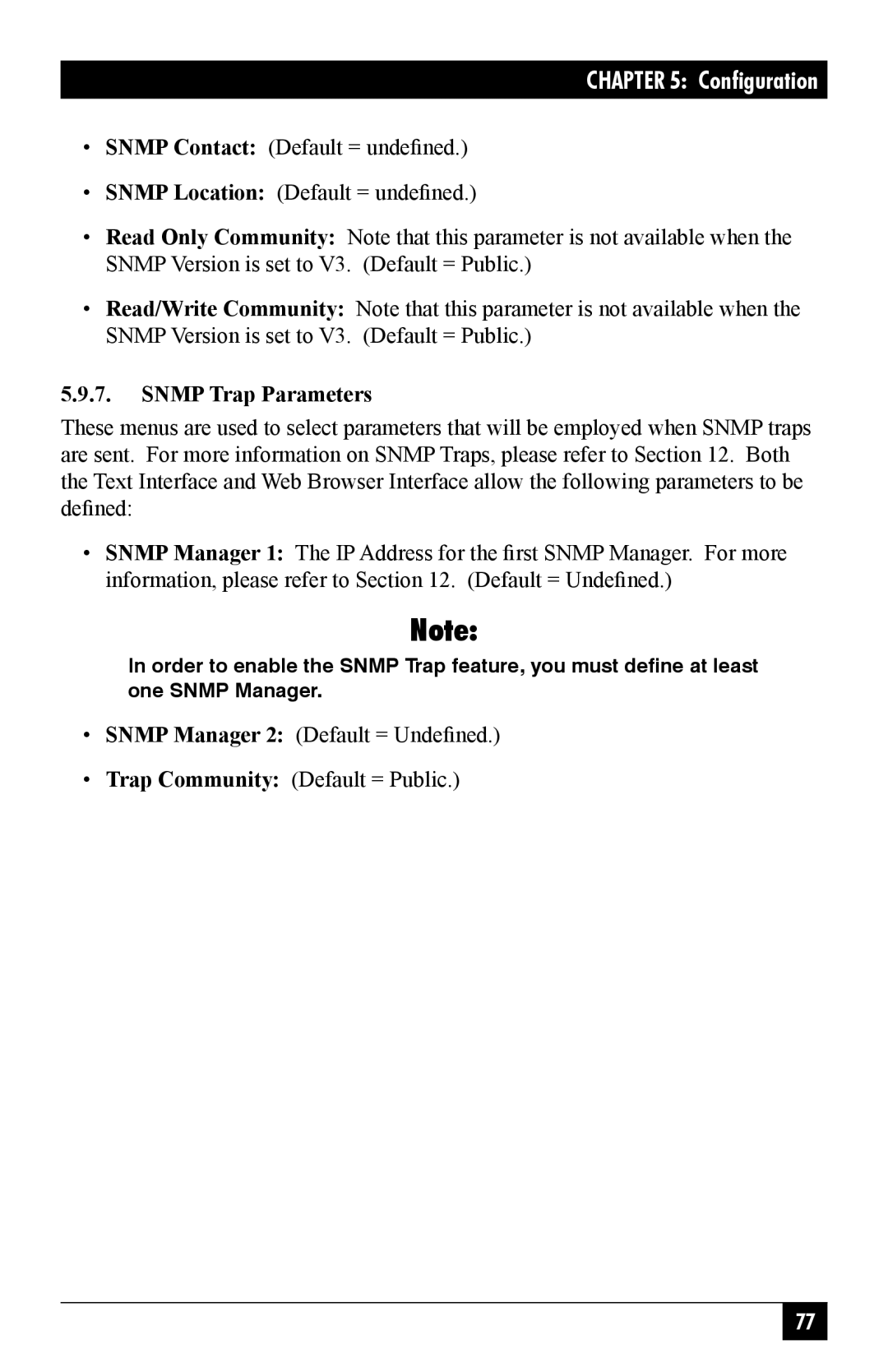 Black Box MPSH16-D20-208+V, MPSH8-S20-208+V, MPSH8-D20-208+V, Outlet Managed PDU, MPSH16-D20-120V manual Snmp Trap Parameters 