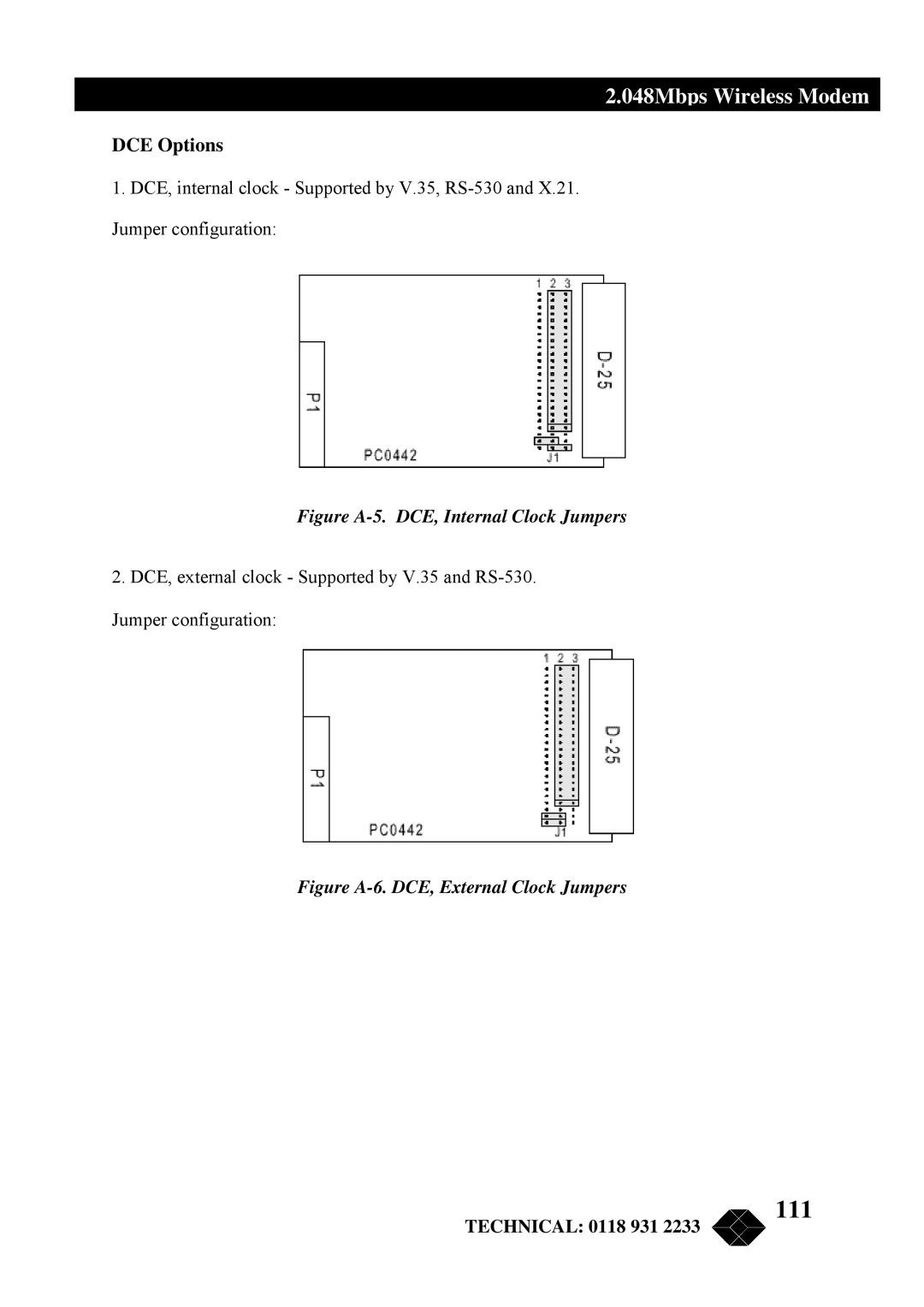 Black Box MWU2000-G703, MWU2000-X21, MWU2000-V35 manual 111, DCE Options 