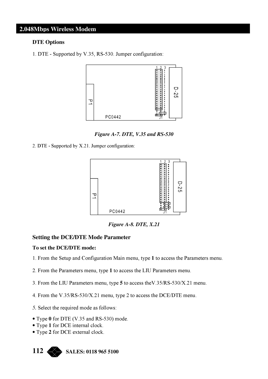 Black Box MWU2000-X21, MWU2000-G703, MWU2000-V35 DTE Options, Setting the DCE/DTE Mode Parameter, To set the DCE/DTE mode 