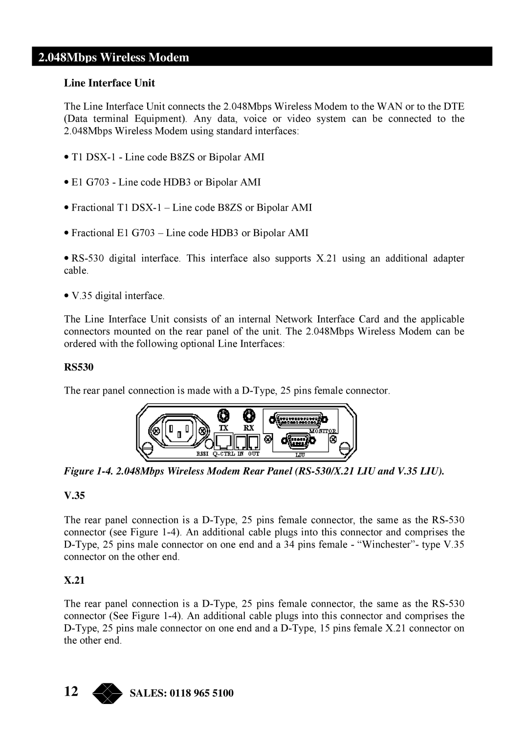 Black Box MWU2000-G703, MWU2000-X21, MWU2000-V35 manual Line Interface Unit, RS530 