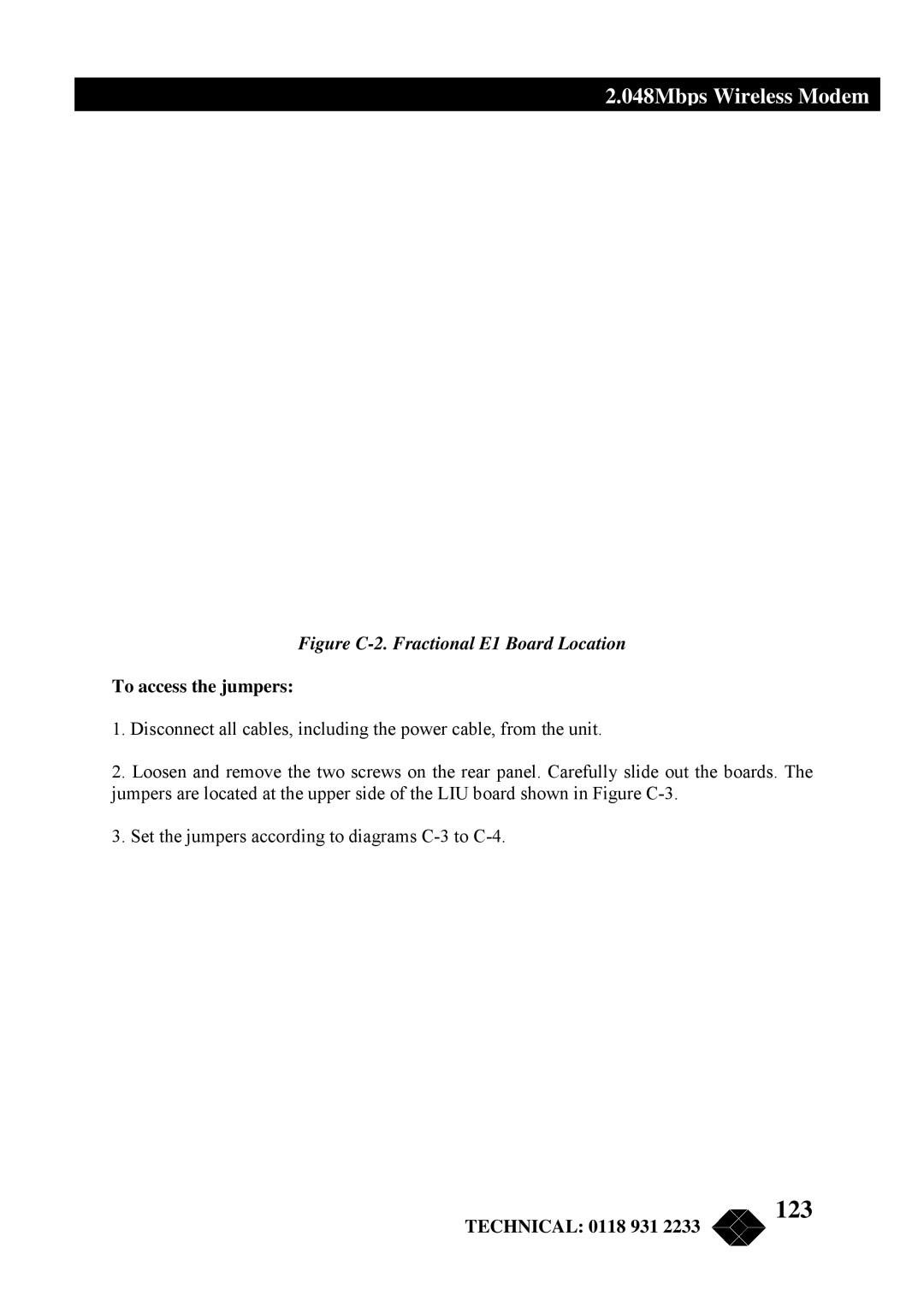 Black Box MWU2000-G703, MWU2000-X21, MWU2000-V35 manual 123, Figure C-2. Fractional E1 Board Location 