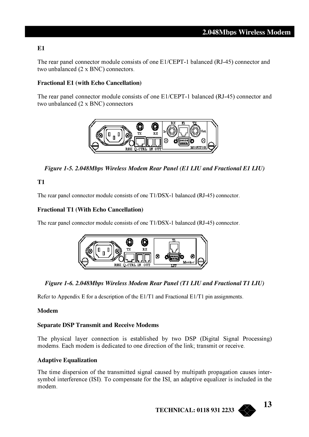 Black Box MWU2000-X21 Fractional E1 with Echo Cancellation, Fractional T1 With Echo Cancellation, Adaptive Equalization 