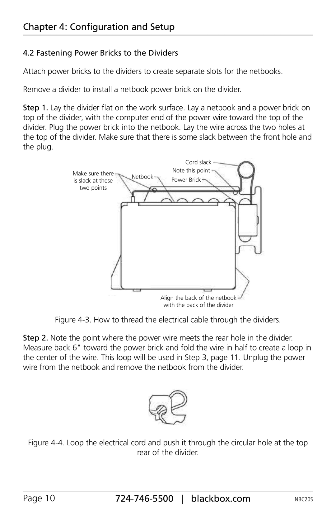 Black Box NBC20S, NBC32S, NBC27XB, NBC26S manual How to thread the electrical cable through the dividers 