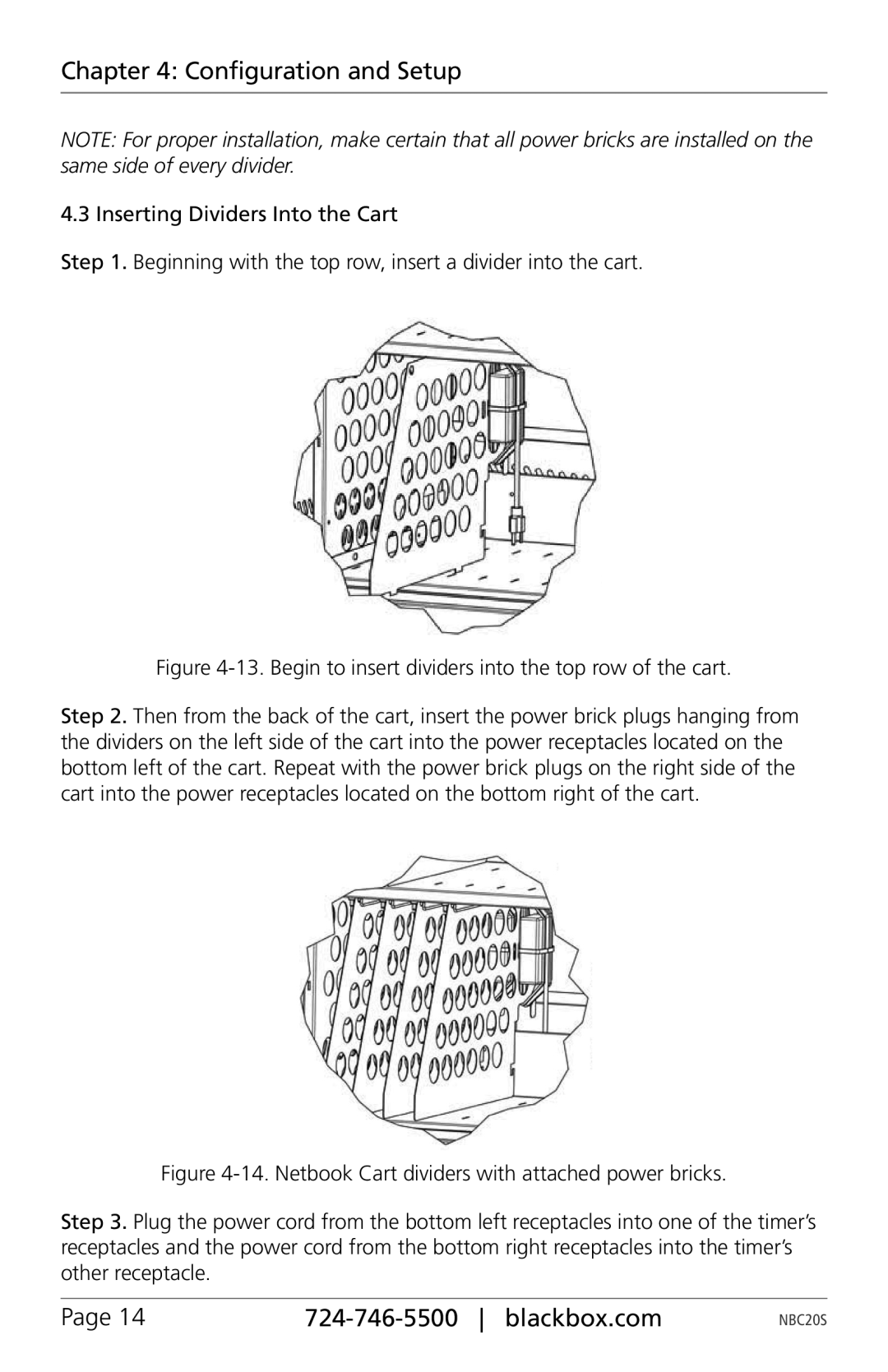 Black Box NBC20S, NBC32S, NBC27XB, NBC26S manual Begin to insert dividers into the top row of the cart 