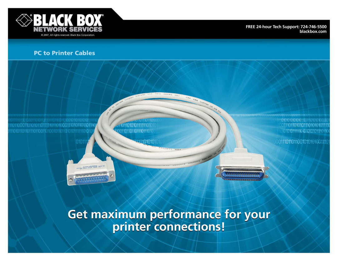 Black Box PC to Printer Cables manual Get maximum performance for your, printer connections 