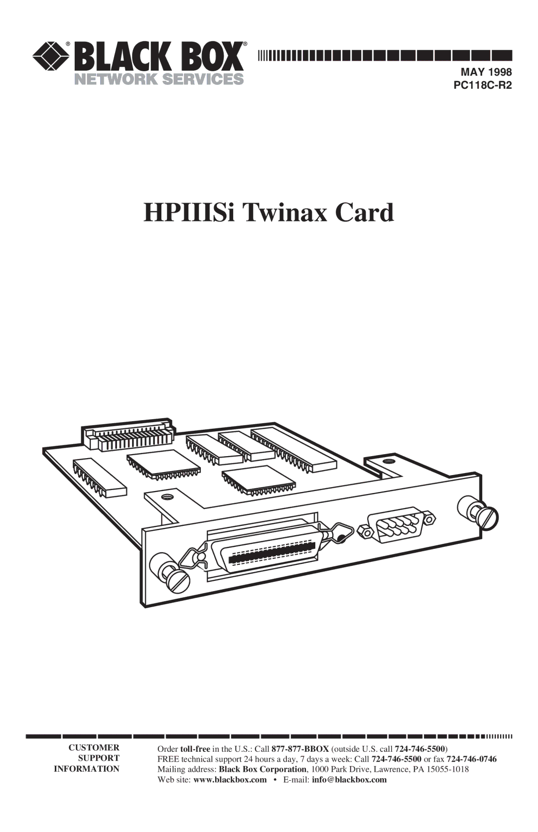 Black Box PC118C-R2 manual HPIIISi Twinax Card 