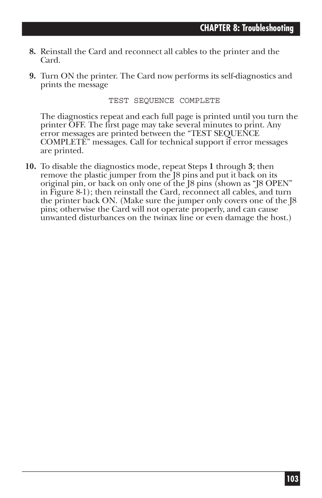 Black Box PC118C-R2 manual Test Sequence Complete 