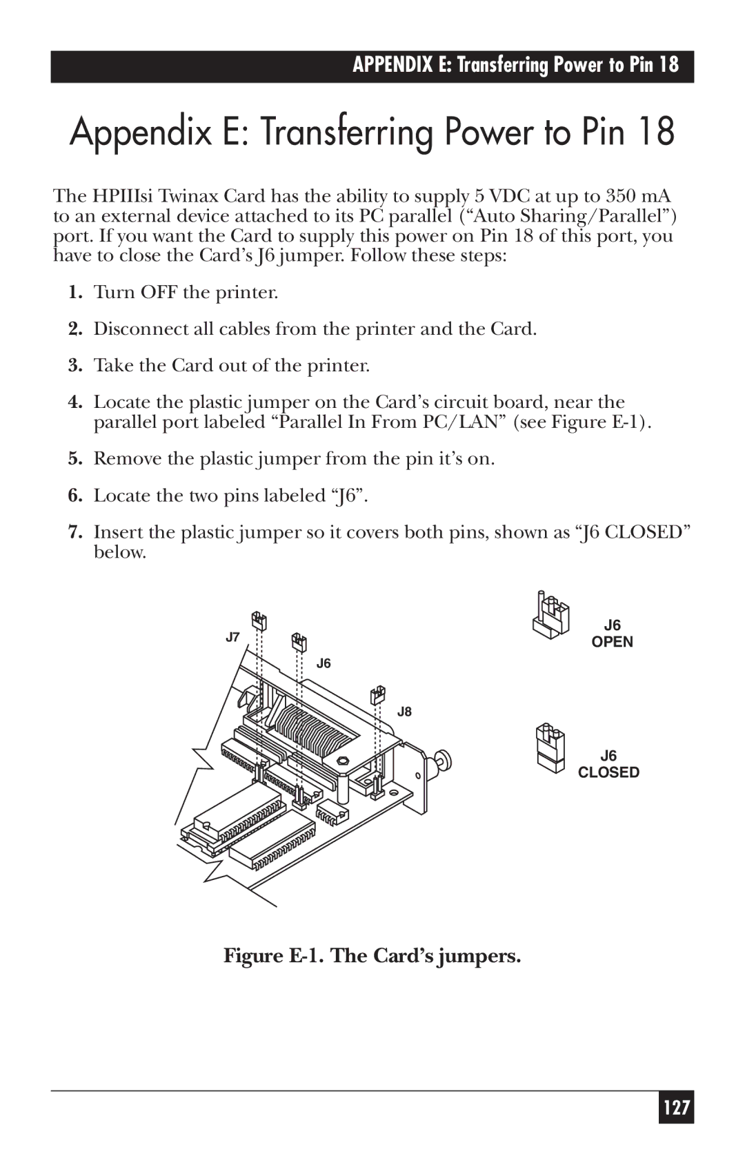 Black Box PC118C-R2 manual Appendix E Transferring Power to Pin 