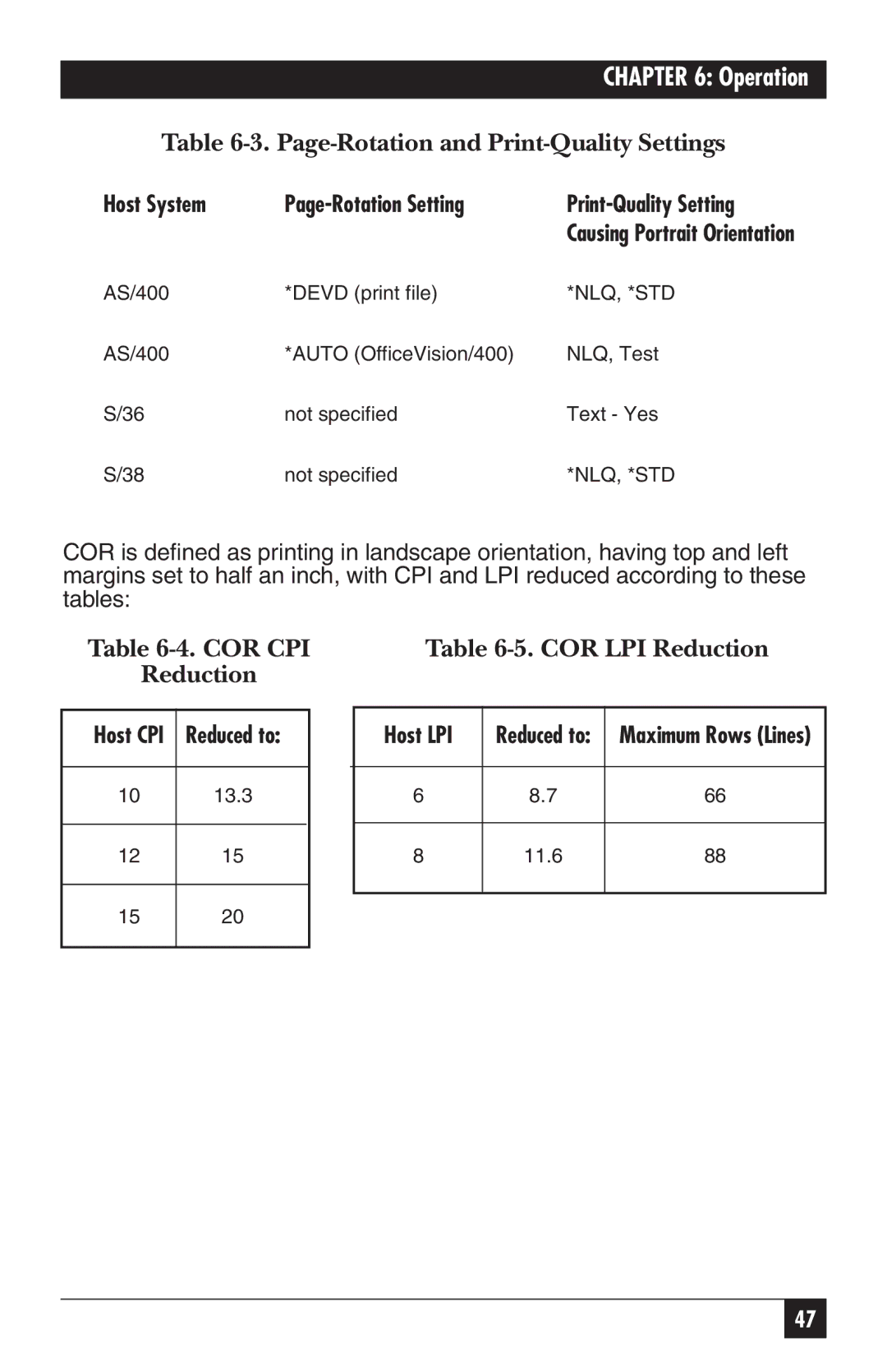 Black Box PC118C-R2 manual COR CPI Reduction 