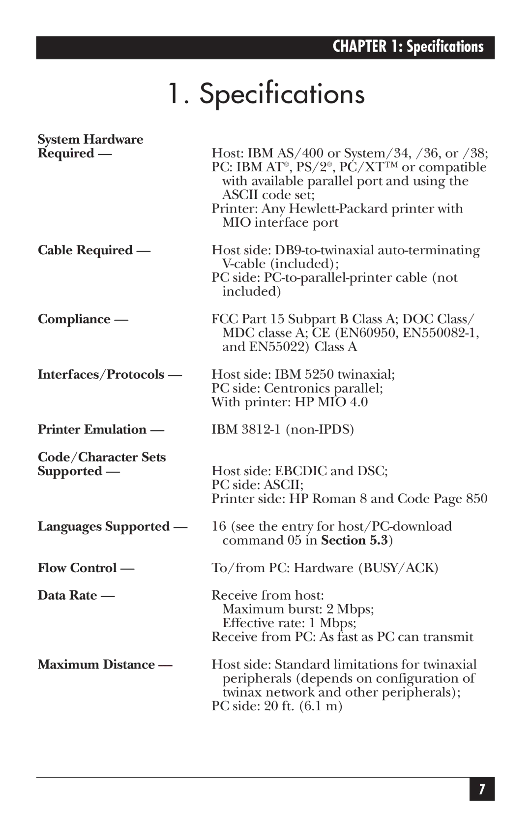 Black Box PC118C-R2 manual Specifications, System Hardware Required 