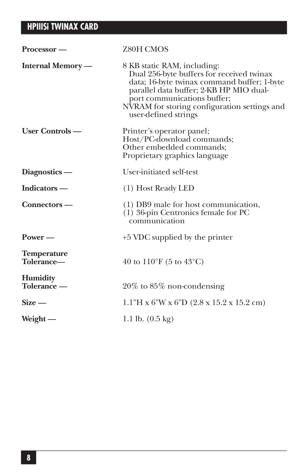 Black Box PC118C-R2 manual Processor 