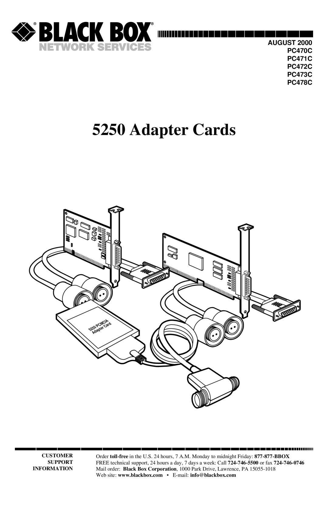 Black Box PC478C, PC472C, PC470C, PC473C, PC471C manual Adapter Cards 