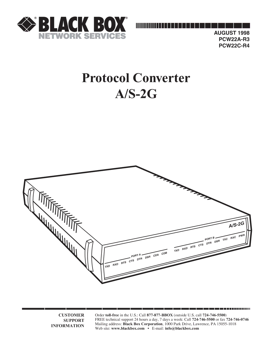 Black Box PCW22A-R3, PCW22A-R4 manual Protocol Converter 