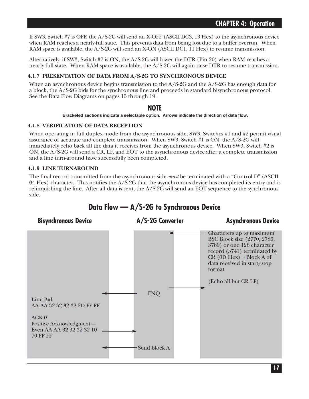 Black Box PCW22A-R4, PCW22A-R3 manual Presentation of Data from A/S-2G to Synchronous Device, Verification of Data Reception 