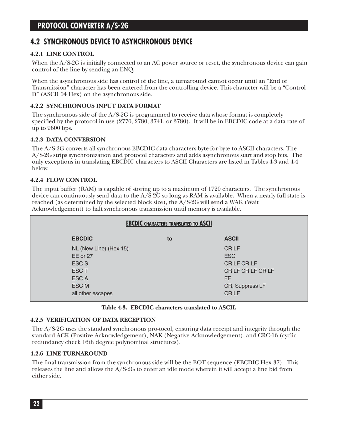 Black Box PCW22A-R3, PCW22A-R4 manual Synchronous Device to Asynchronous Device, Synchronous Input Data Format 