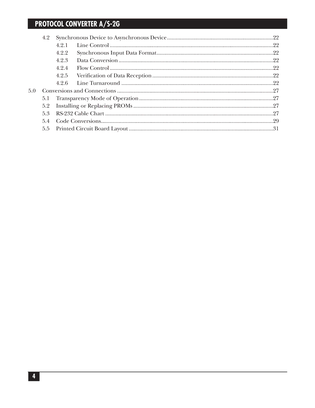 Black Box PCW22A-R3, PCW22A-R4 manual Synchronous Device to Asynchronous Device 