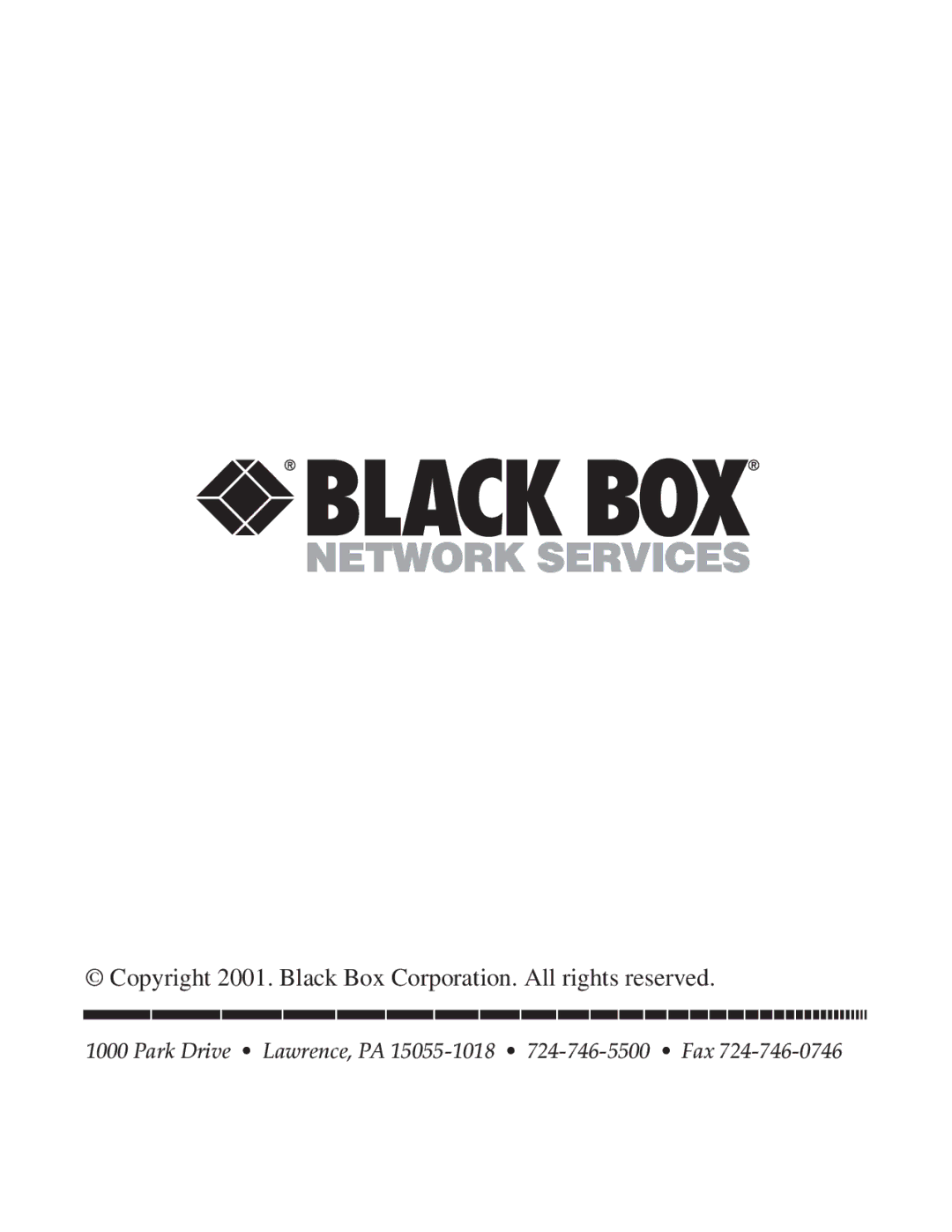 Black Box PI126A, PI125A-R2 manual Copyright 2001. Black Box Corporation. All rights reserved 