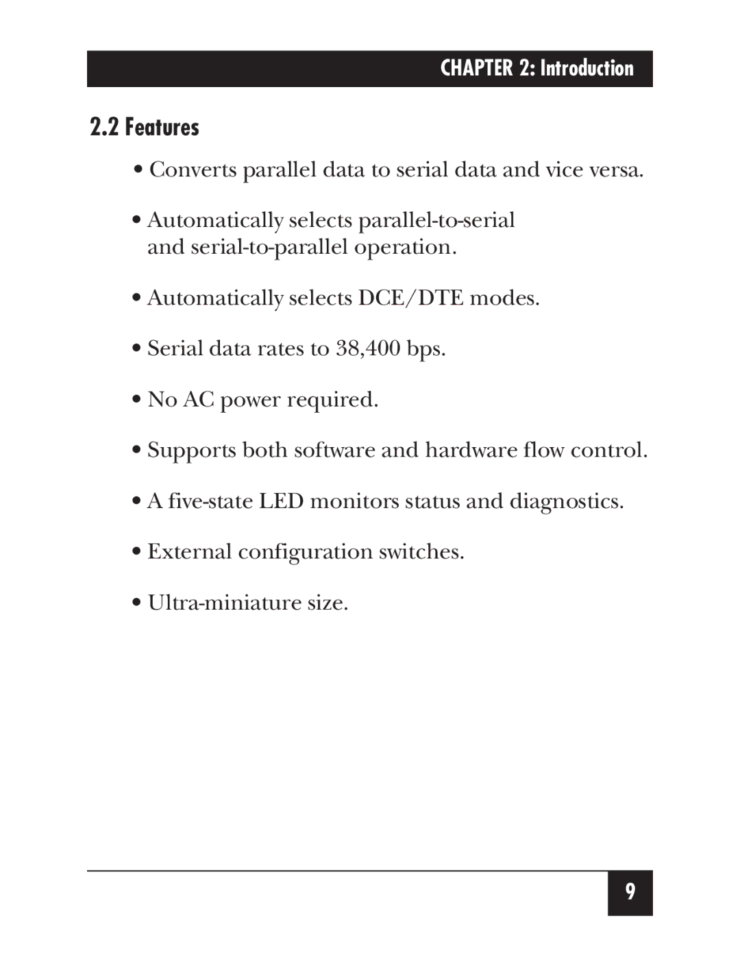 Black Box PI125A-R2, PI126A manual Features 