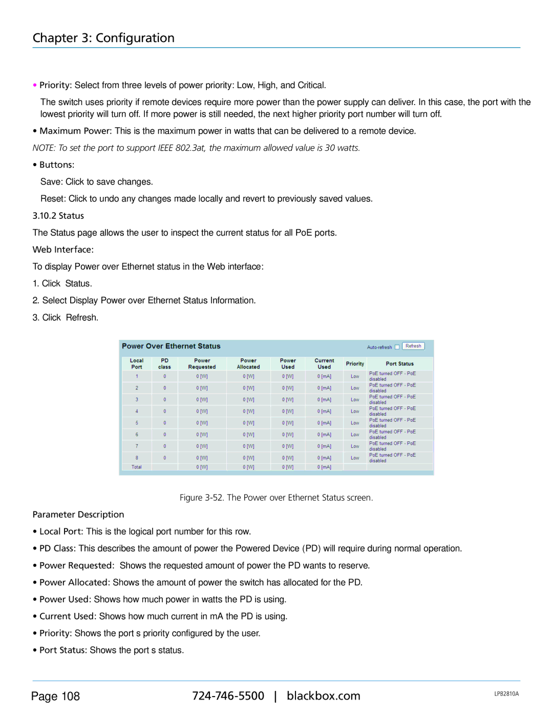 Black Box LPB2826A, LPB2810A, LPB2848A, PoE+ Gigabit Managed Switch Eco user manual Configuration 