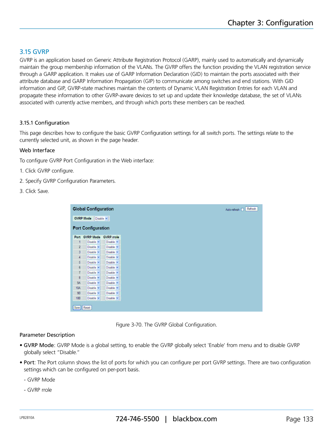 Black Box LPB2810A, LPB2826A, LPB2848A, PoE+ Gigabit Managed Switch Eco user manual Gvrp 