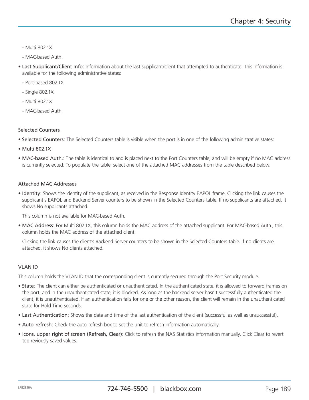 Black Box LPB2810A, LPB2826A, LPB2848A, PoE+ Gigabit Managed Switch Eco user manual Vlan ID 