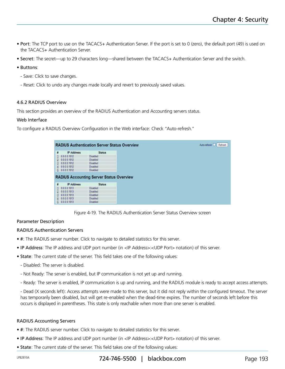 Black Box LPB2810A, LPB2826A, LPB2848A, PoE+ Gigabit Managed Switch Eco user manual Security 