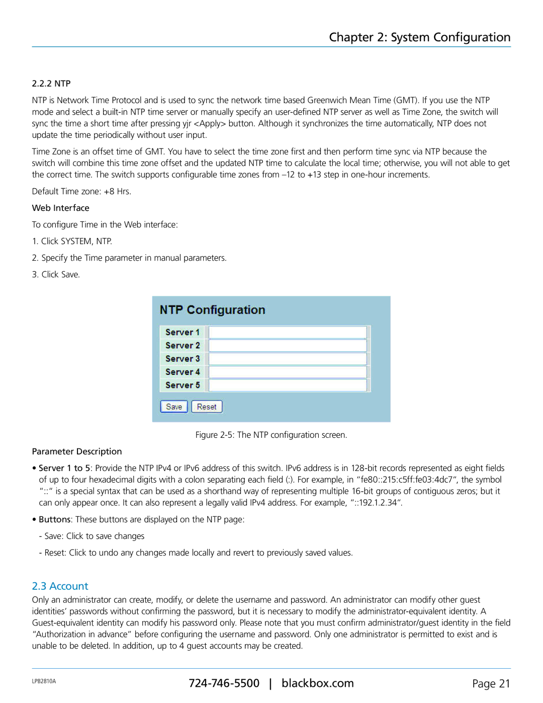 Black Box LPB2810A, LPB2826A, LPB2848A, PoE+ Gigabit Managed Switch Eco user manual Account 