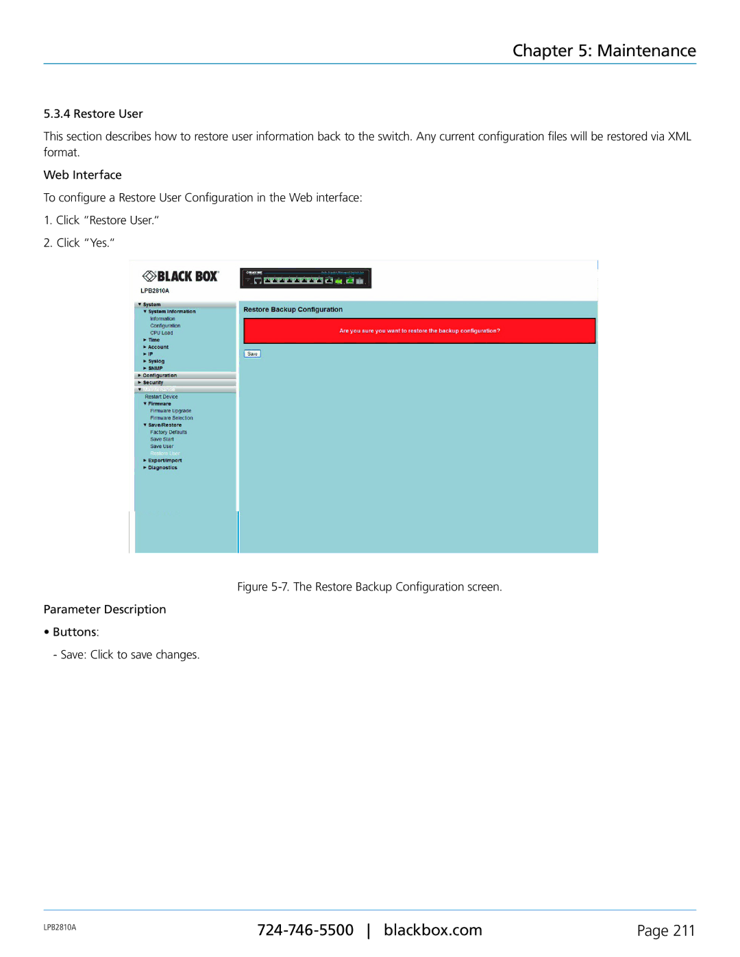 Black Box PoE+ Gigabit Managed Switch Eco, LPB2826A, LPB2810A, LPB2848A user manual Maintenance 