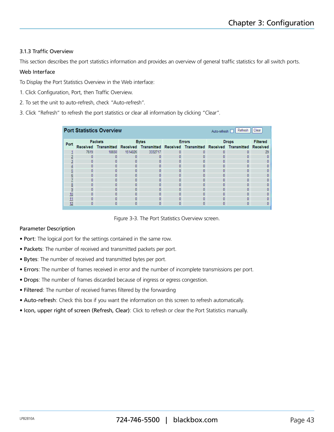 Black Box PoE+ Gigabit Managed Switch Eco, LPB2826A, LPB2810A, LPB2848A user manual Configuration 