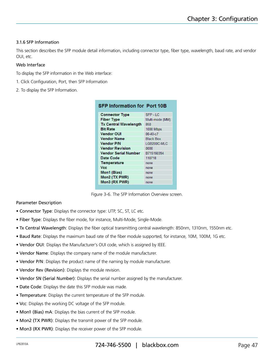 Black Box PoE+ Gigabit Managed Switch Eco, LPB2826A, LPB2810A, LPB2848A user manual Configuration 