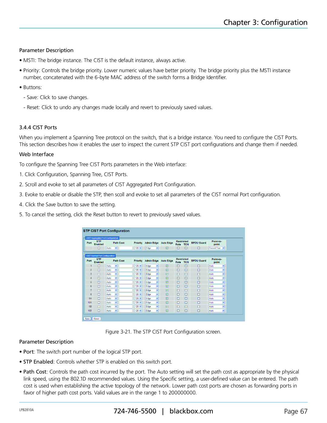 Black Box PoE+ Gigabit Managed Switch Eco, LPB2826A, LPB2810A, LPB2848A user manual Configuration 