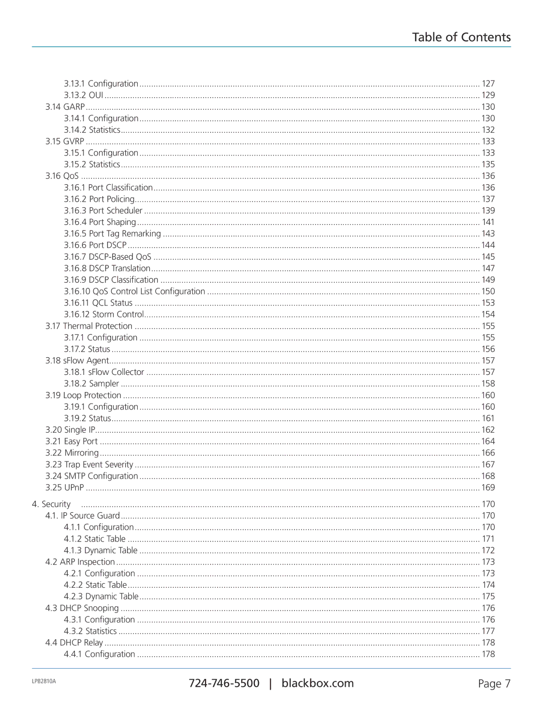 Black Box PoE+ Gigabit Managed Switch Eco, LPB2826A, LPB2810A, LPB2848A user manual 129 