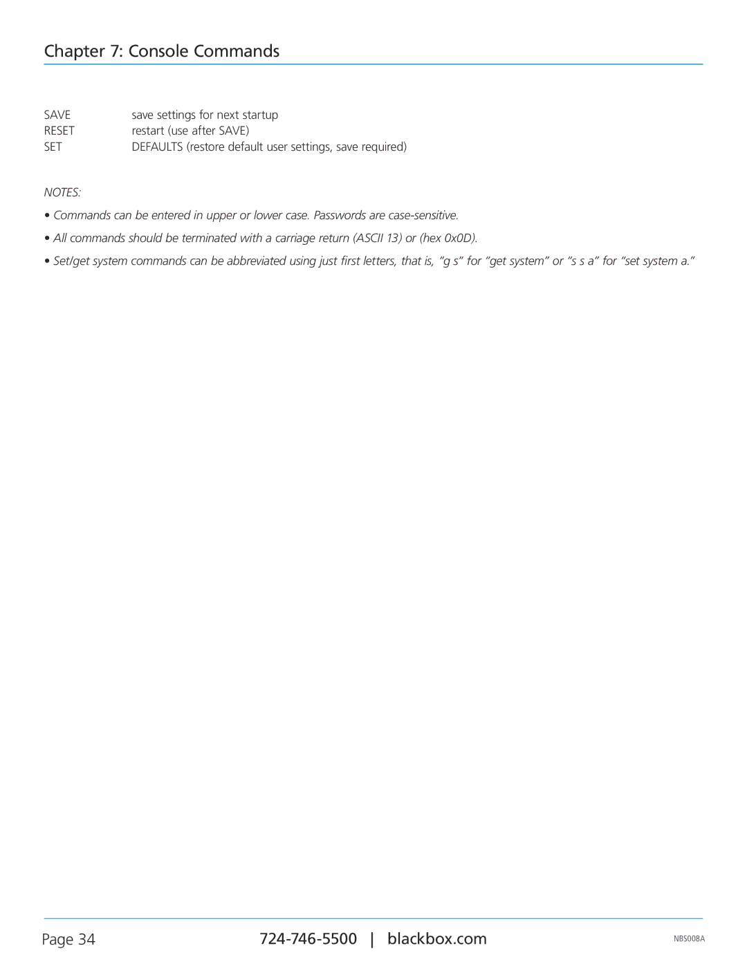 Black Box NBS008A manual Save settings for next startup, Restart use after Save, Set 