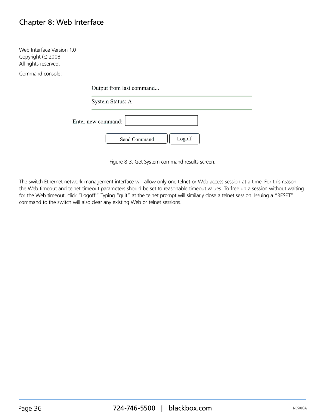 Black Box NBS008A, Pro Switching System 4 Network Backup Switches manual Web Interface 