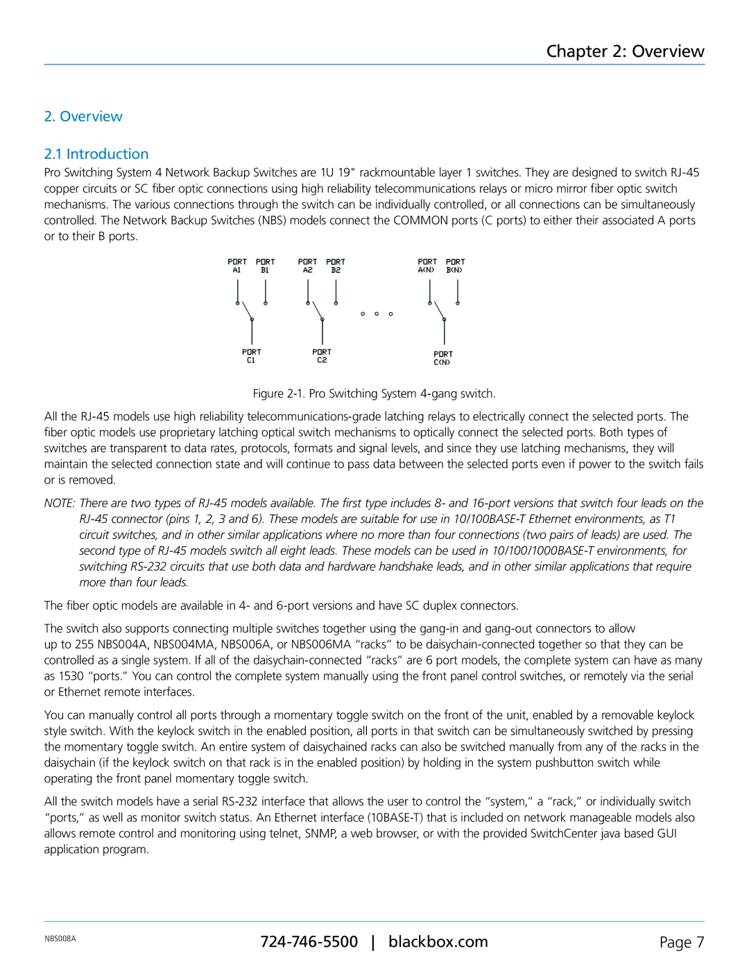 Black Box Pro Switching System 4 Network Backup Switches, NBS008A manual Overview Introduction 