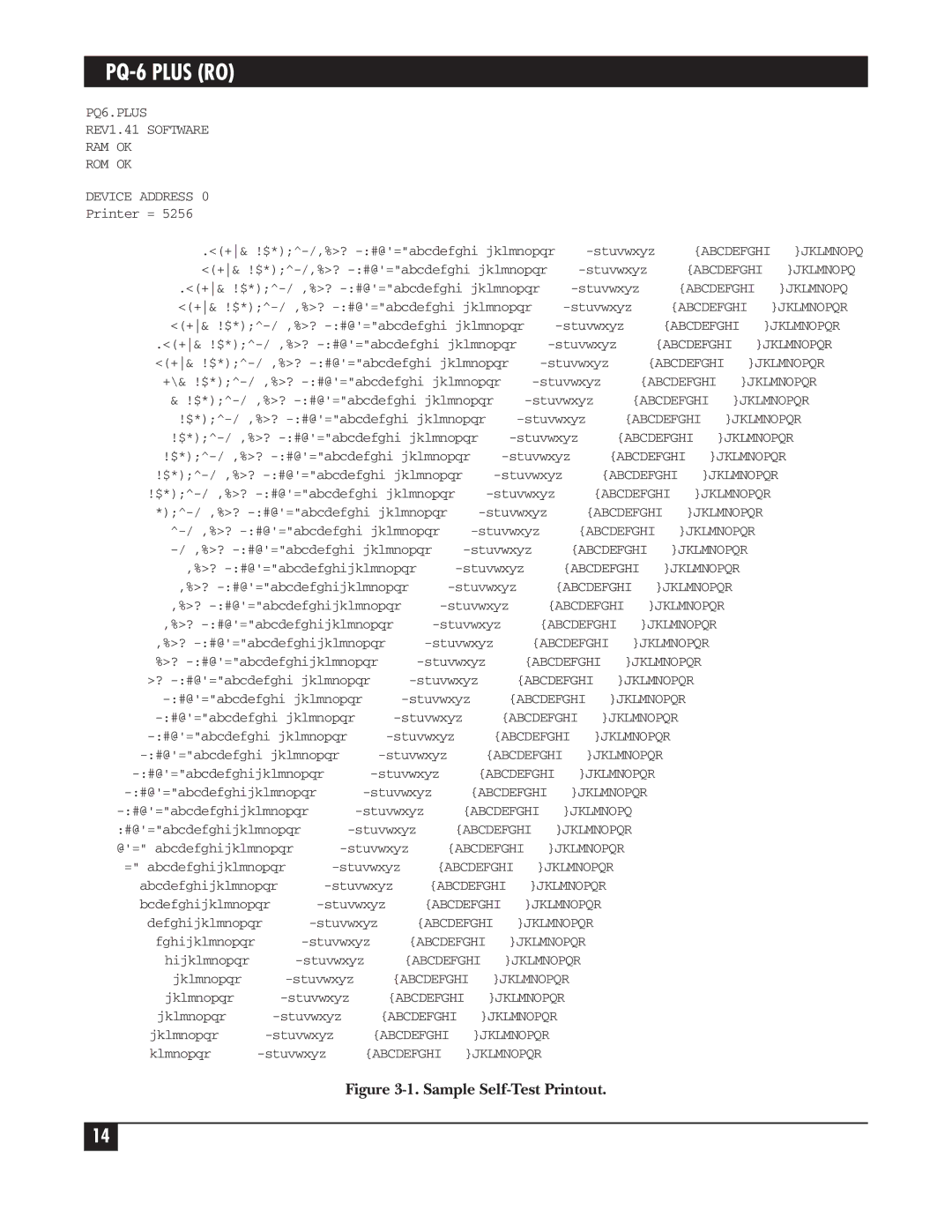 Black Box PCA35AE-R2, PS034E, PS035A, PCA35A-R3 manual Sample Self-Test Printout 